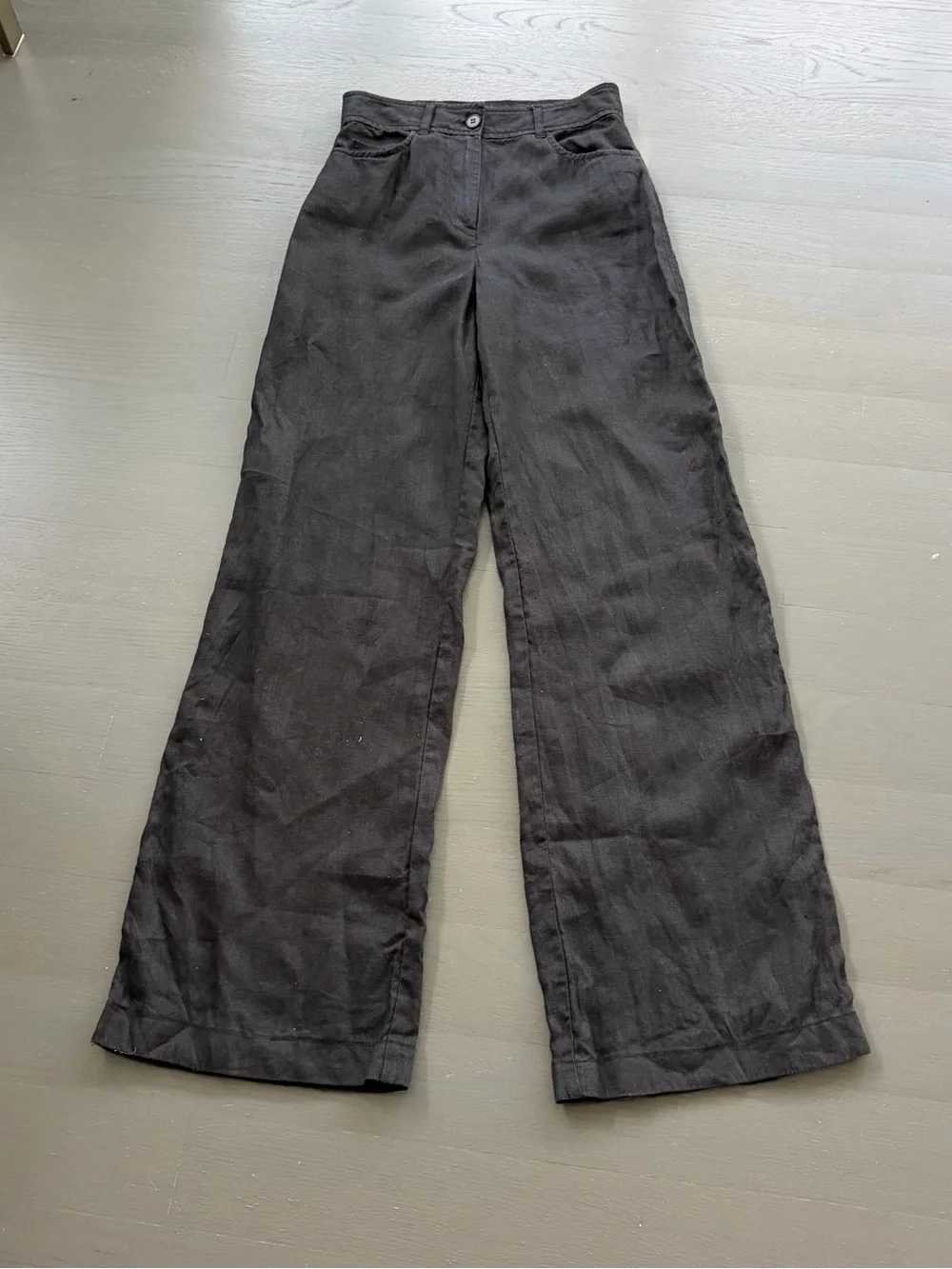 Zara Black Wide-Leg Linen-Blend Pants XS